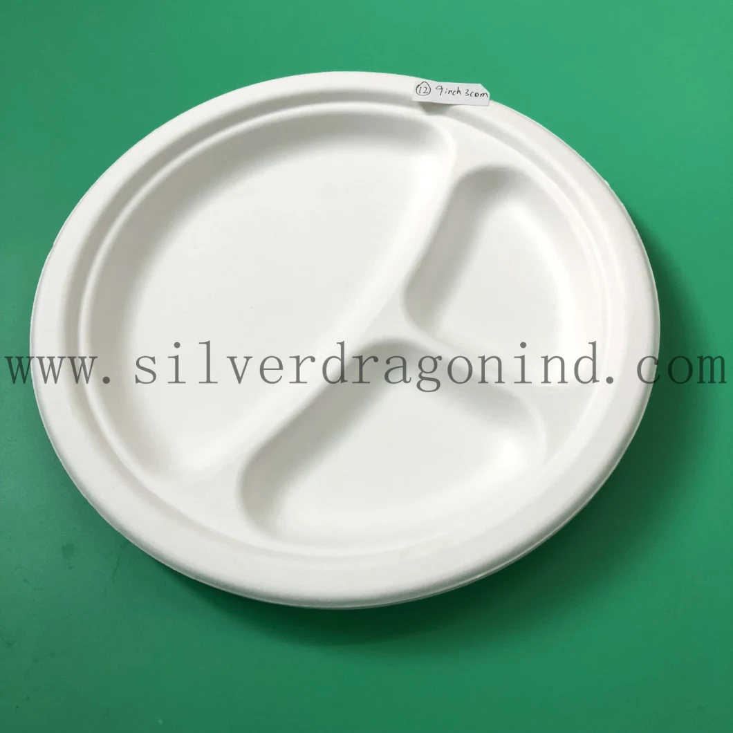 Compostable Sugarcane Pulp Paper Tray/Plates, Disposable Bagasse Plates