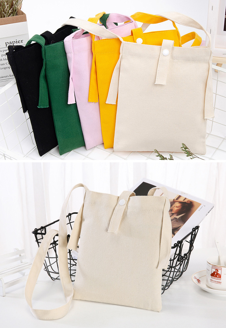 Small Size Crossbody Eco-Friendly Biodegradable Handbags Snap-Faster Closure Women Girls Canvas Tote Bag with Customized Logo