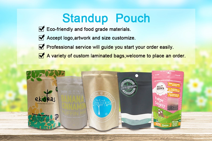 Stand up Paper Pouch 200g Ziplock Packaging Kraft Paper Bag Doypack Pouch with Window