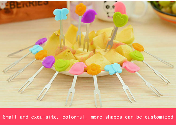 Colorful Plastic Fruit Sticker Food Fork Fruit Fork