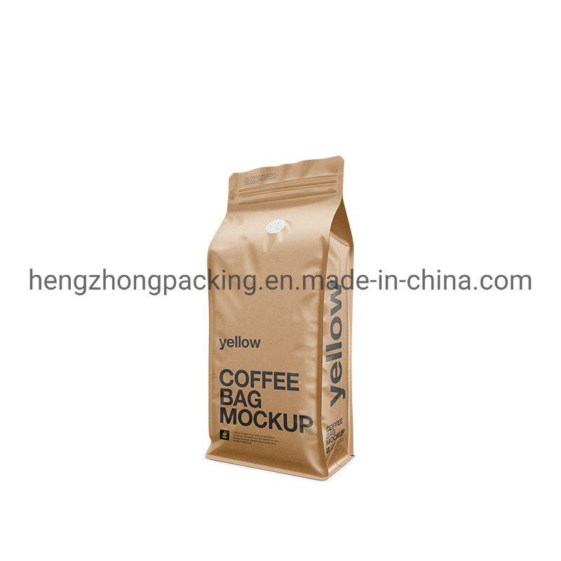 Flat Bottom Coffee Pouch Compostable Side Zip Biodegradable Bag