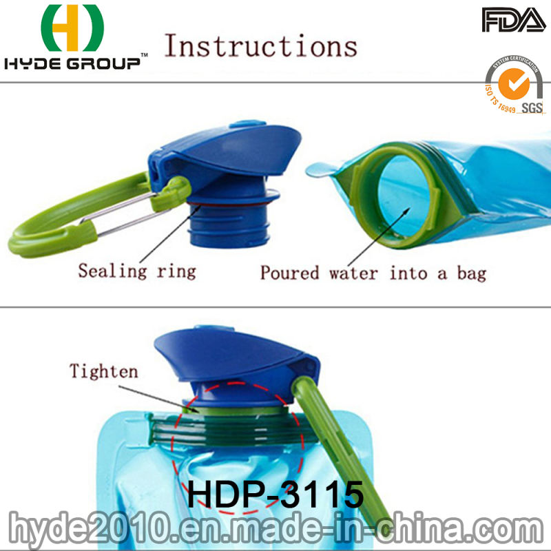 Large Capacity Leakproof Water Bag Foldable Plastic Water Bottle ((HDP-3115)