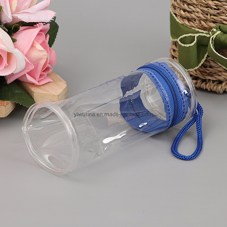 Transparent Jewellery Cylinder Storage Bag PVC Round Cosmetic Bag