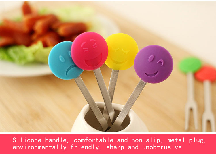 Colorful Plastic Fruit Sticker Food Fork Fruit Fork