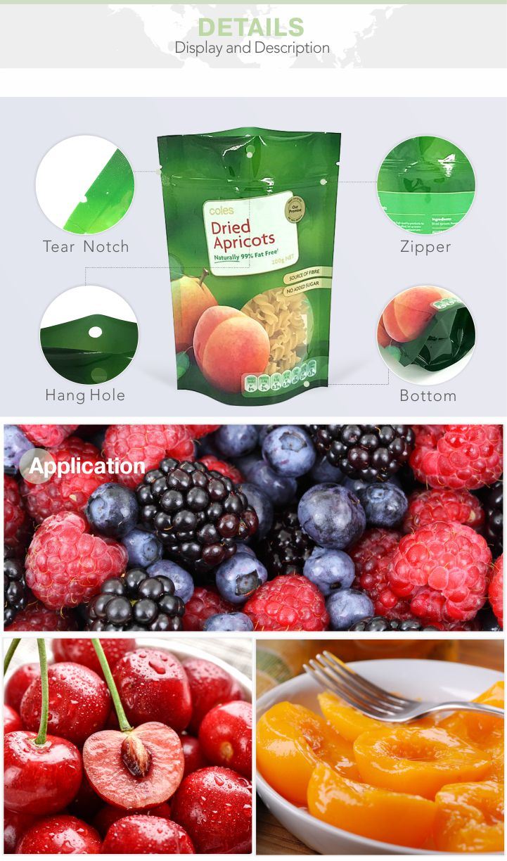 Custom Printed Food Grade Packaging Plastic Bag for Dry Fruit
