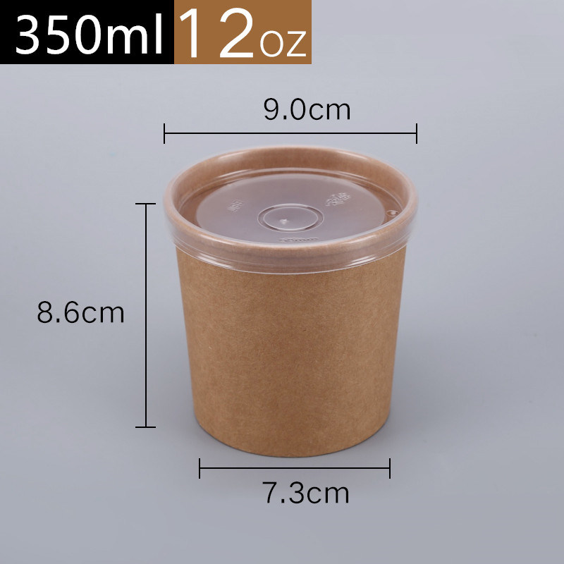 High Quality Kraft Paper Disposable Box 8oz/12oz Round Salad Soup Food Container Paper Cup/Bowl with Lid