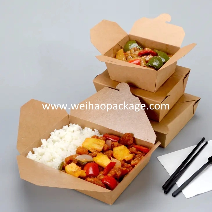 Disposable Paper Take Away Food Kraft Paper Box