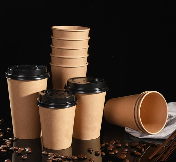 Kraft Hot Drinking Papers Coffee Cup Cheap 8oz 10oz 12oz Disposable Craft Paper Cup Customer Made