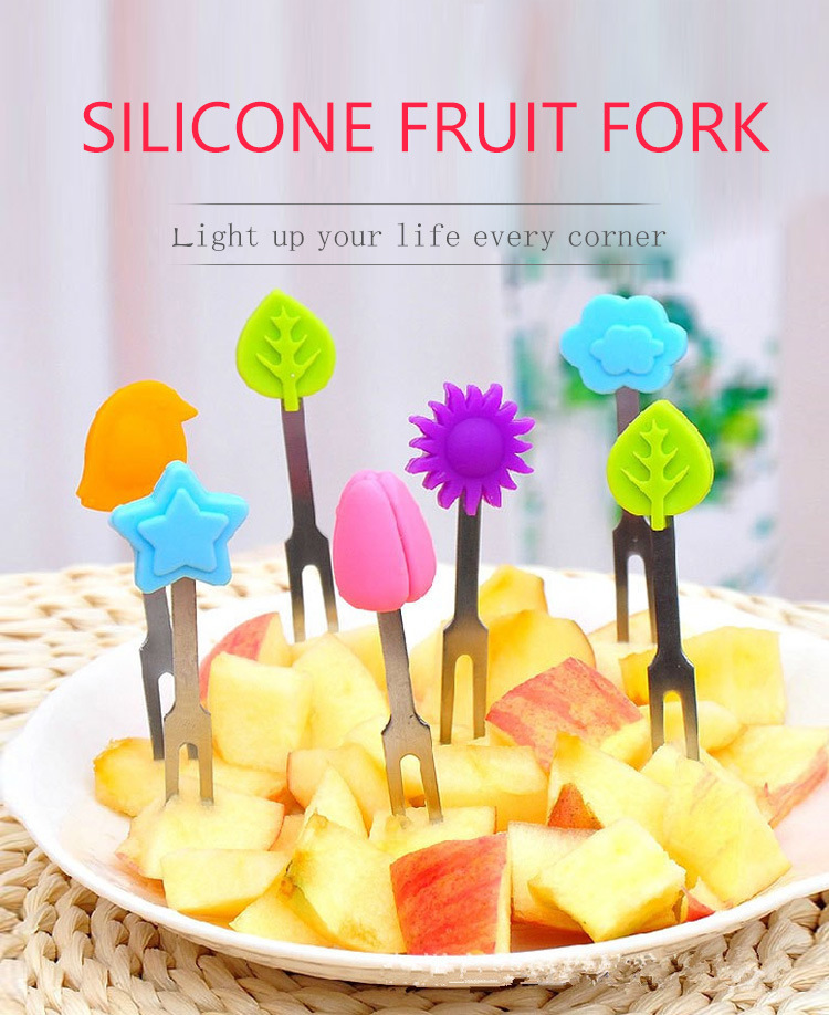 Colorful Plastic Fruit Sticker Food Fork Fruit Fork