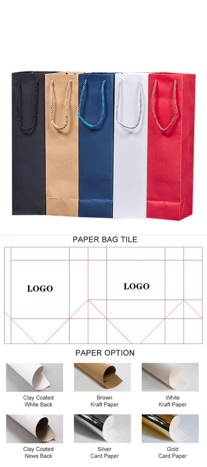 High-End Luxury Paper Wine Bag Wine Tote Bags Christmas Wine Gift Bags Reusable Kraft Paper Bags