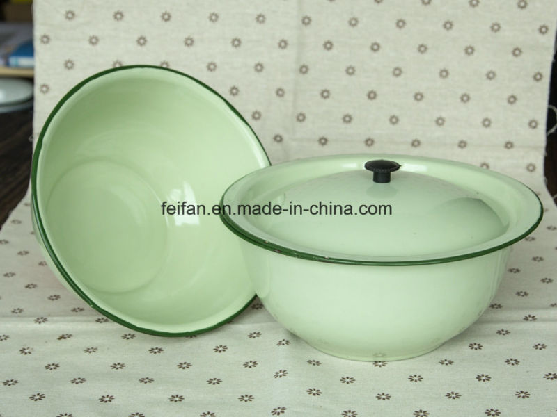 Factory Metal Material Customized Enamel Footed Soup Bowl/ Enamel Mixing Bowl
