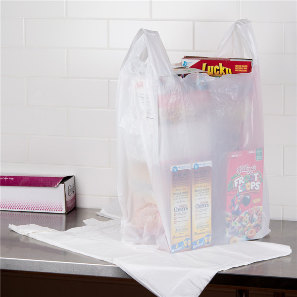 HDPE White Plastic Shopping Carrier Vest Bag for Supermarket Food