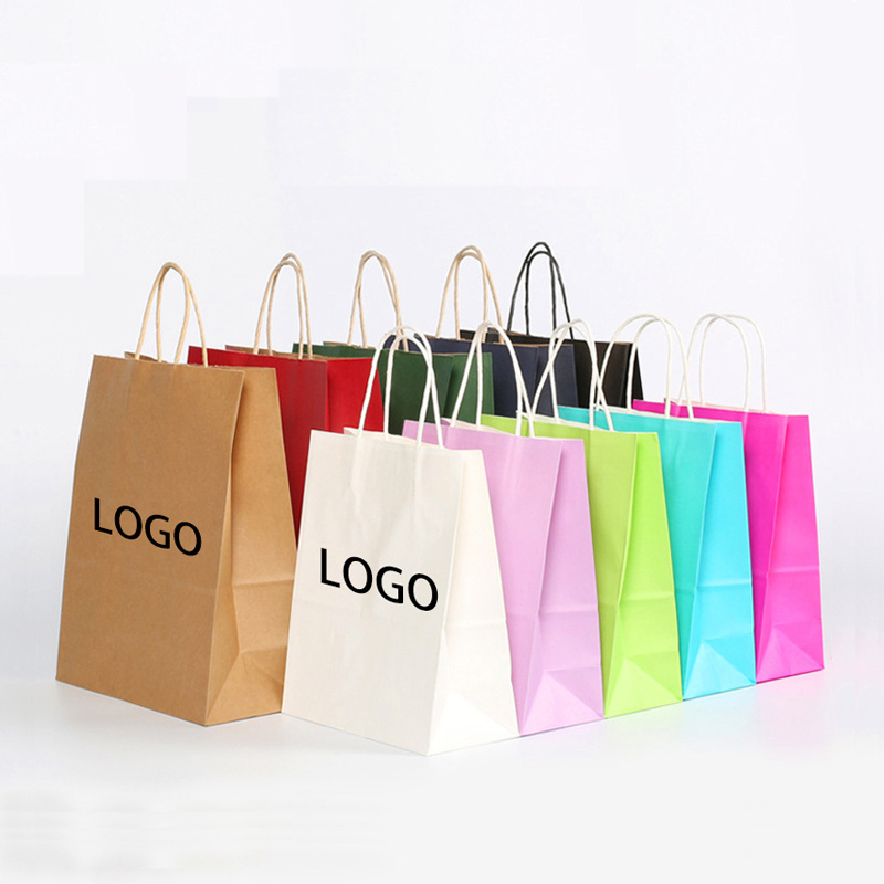Eco Friendly Biodegradable Shopping White Paper Bags with Handles