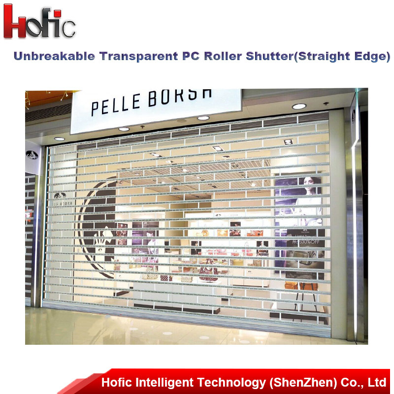Transparent Clear Poly Carbonate Crystal Automatic Roller Shutter Door, PC Rolling Door