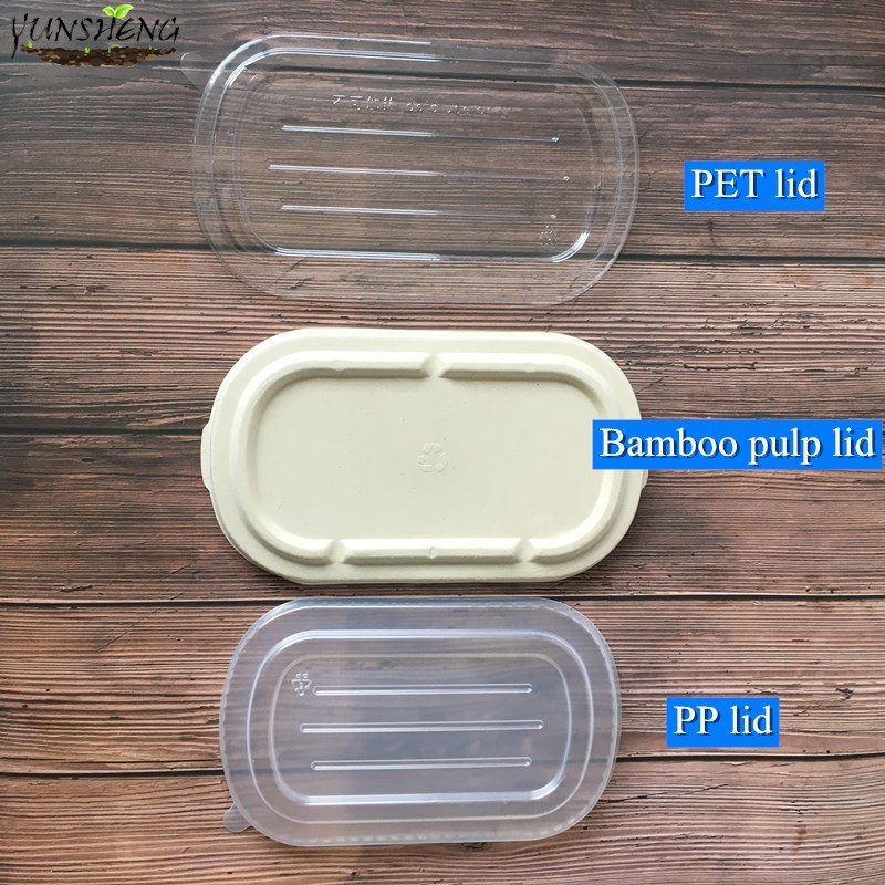 Rectangle Environmentally Disposable Bamboo Pulp Paper Box for Salad/Spaghetti/Stir-Fry for Dinner with Plastic or Paper Lids