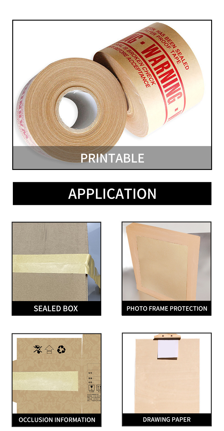 Carton Packing Waterproof Super Sticky Writeable Reinforced Kraft Paper Tape