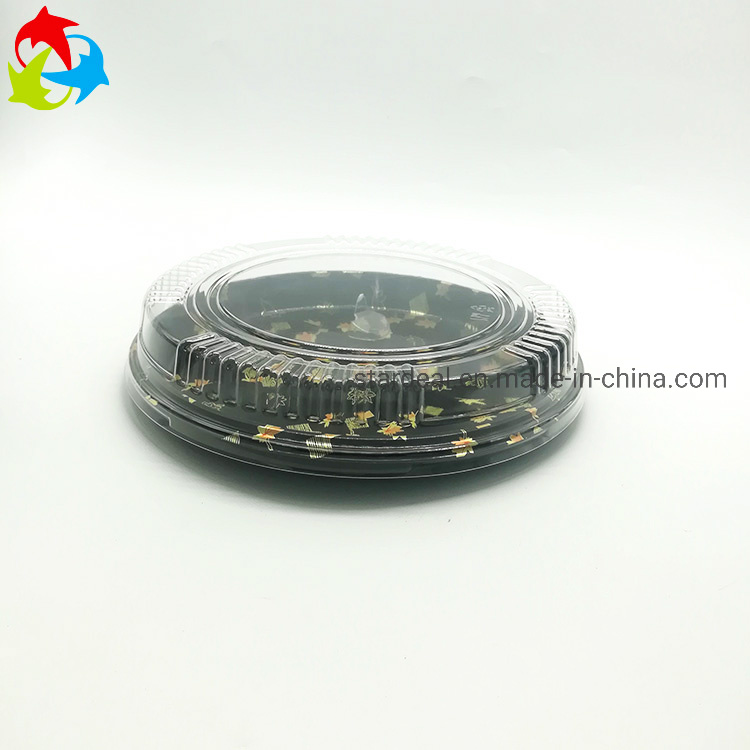 Round Transparent Sushi Plastic Tray with Lid