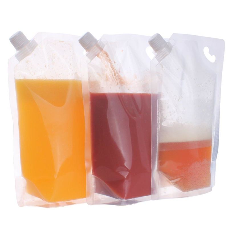 Aluminum Foil Metalized Liquid Stand up Beverage Pouch Bag with Spouted Eco Friendly Transparent Clear Beverage Pouch Plastic Liquid Juice Drink Container