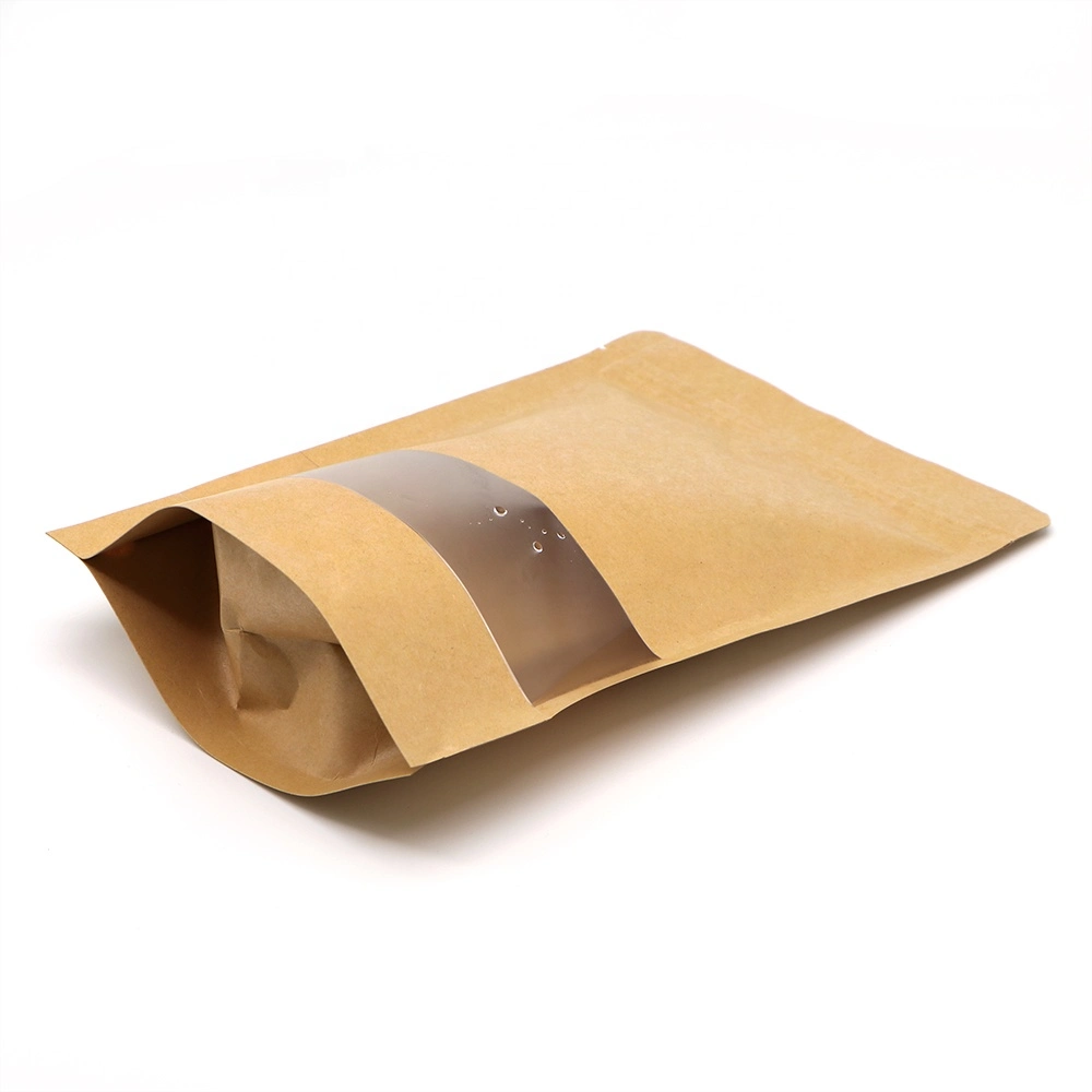 Bio Barrier Bag Customize Bag Kraft Paper Bag with Clear Window Ziplock Bag Plastic Kraft Laminated Bag Plastic Container Bag