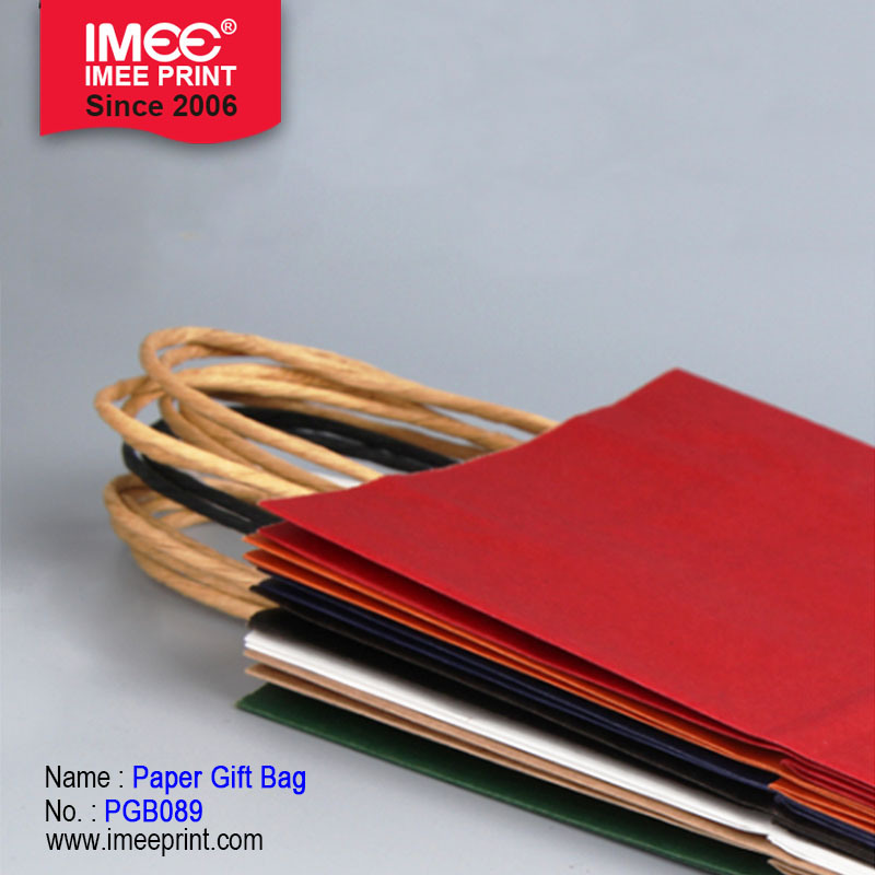Imee Custom Logo Kraft Paper Packaging Bag in Stock Paper Bag