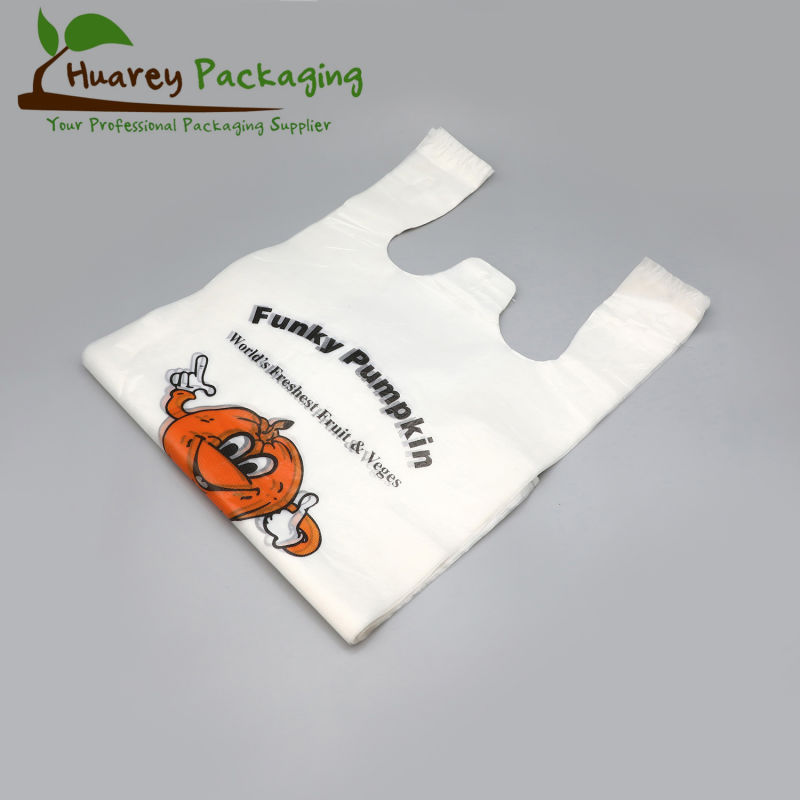 LDPE T Shirt Plastic White Color Bag Customized Size& Logo Plastic Bag Biodegradable Vest Carrier Plastic Bag