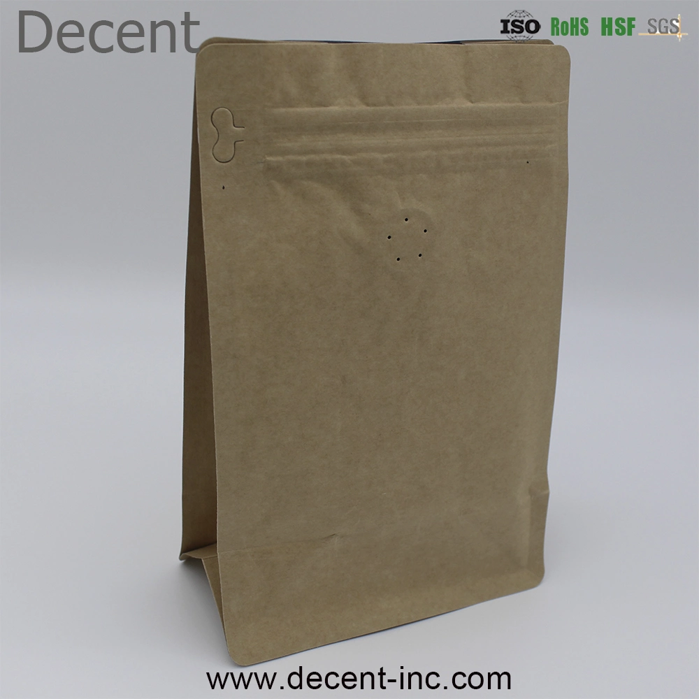 Bio Bag Brown Kraft Paper Bags No Printing Stand up Pouch Kraft Paper/PLA Ziplock Pouch