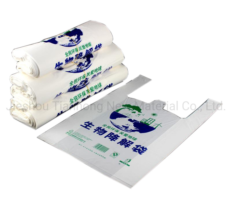 Biodegradable Carry-out Plastic Bag Disposable Compostable White Plain T-Shirt Bag