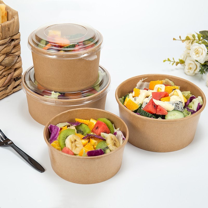 Disposable Brown Kraft Paper Packaging Takeaway Fast Food Fruit Salad Sushi Paper Lunch Box Can Be Customized Rectangular in a Variety of Shapes