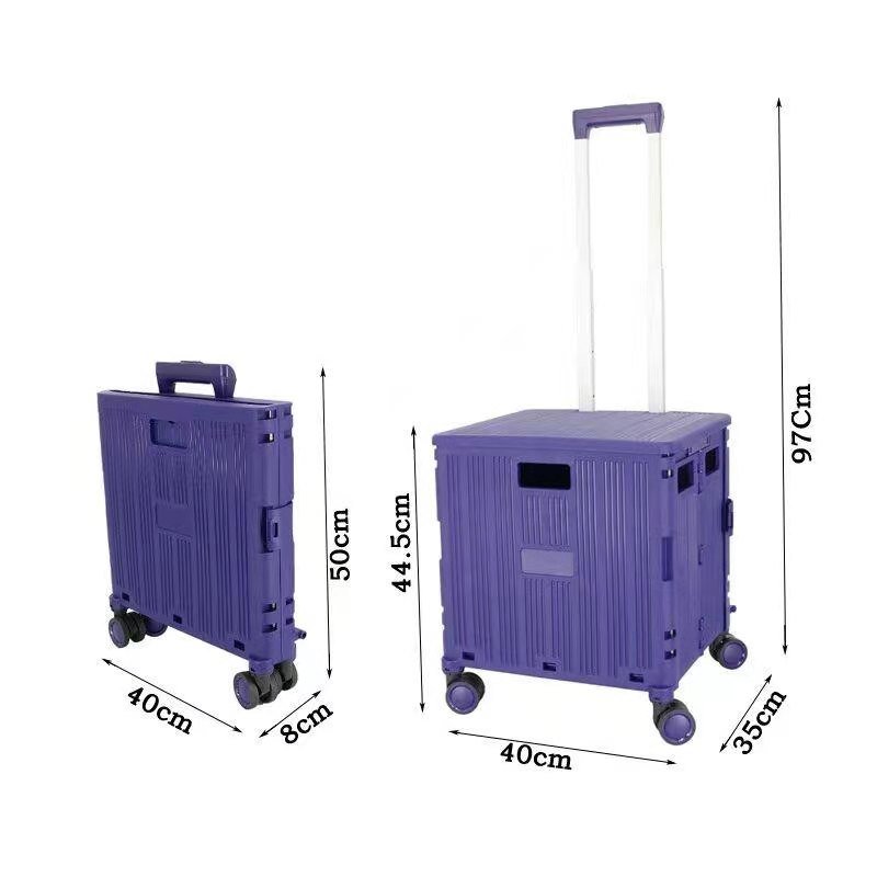 Rolling Foldable Plastic Pack & Roll Portable Shopping Trolley Cart
