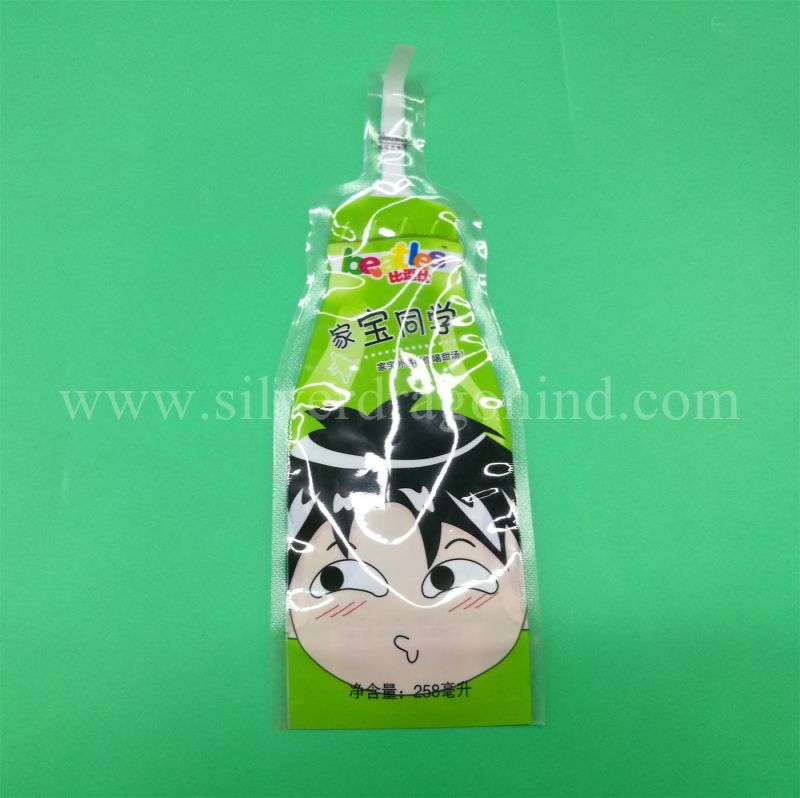 Custom 250ml Bottle Shaped Plastic Bag for Beverage Packaging