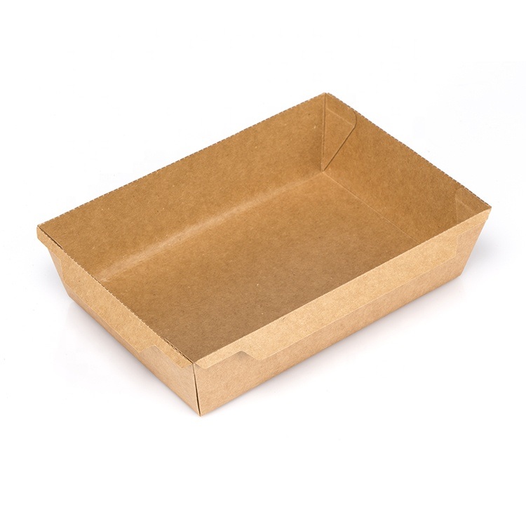Pet Lid Rectangular Disposable Food Paper Container Salad Kraft Paper Box with Lid
