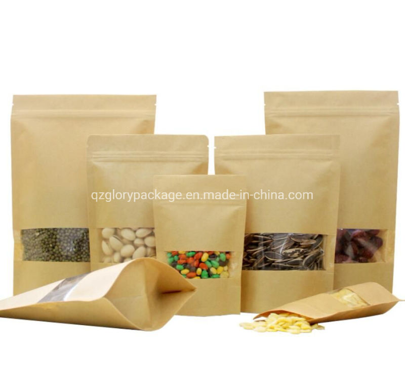 Custom Printed Biodegradable Ziplock Stand up Kraft Bag