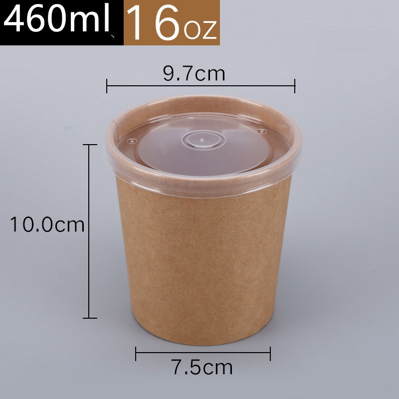High Quality Kraft Paper Disposable Box 8oz/12oz Round Salad Soup Food Container Paper Cup/Bowl with Lid