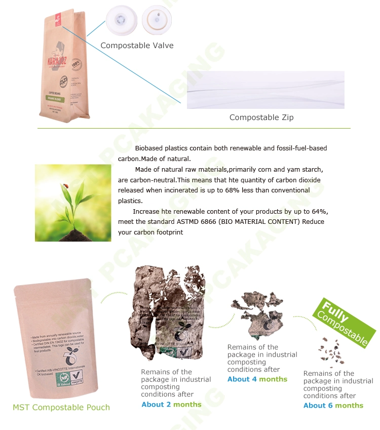 100% Biodegradable Plastic Bag Food Packaging Zipper Pouch Eco Friendly Bag