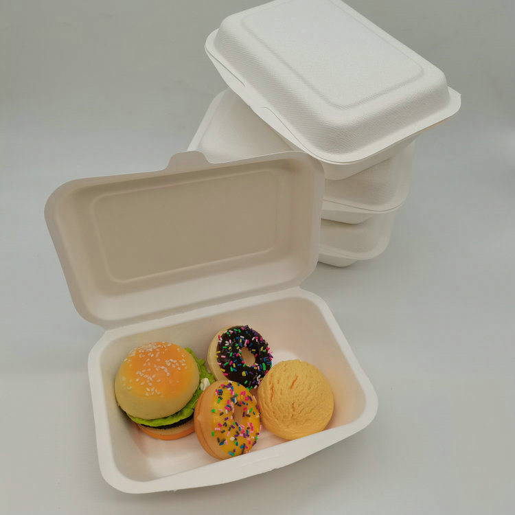 Biodegradable Disposale 600ml Sugarcane Bagasse Clamshell Box