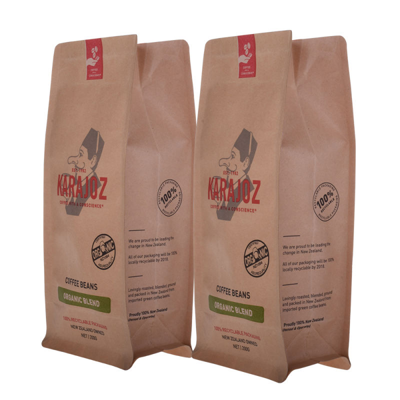 Ziplock Flat Bottom Pouch Biodegradable Coffee Packaging Bag with Valve