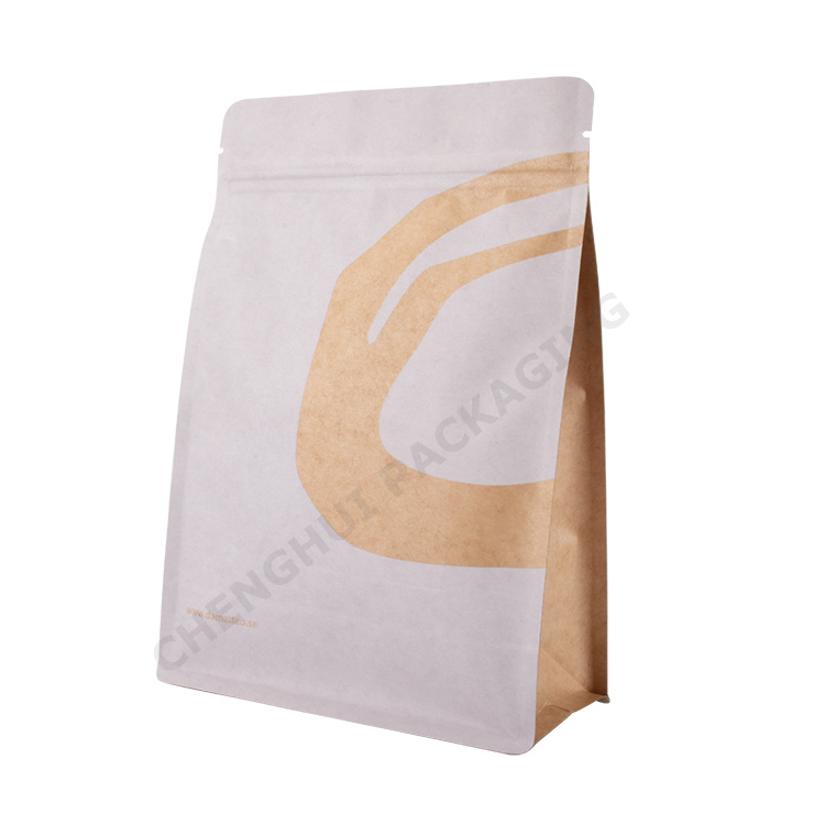 Custom Printed Zipper Flat Bottom Coffee Paper Packaging Bag