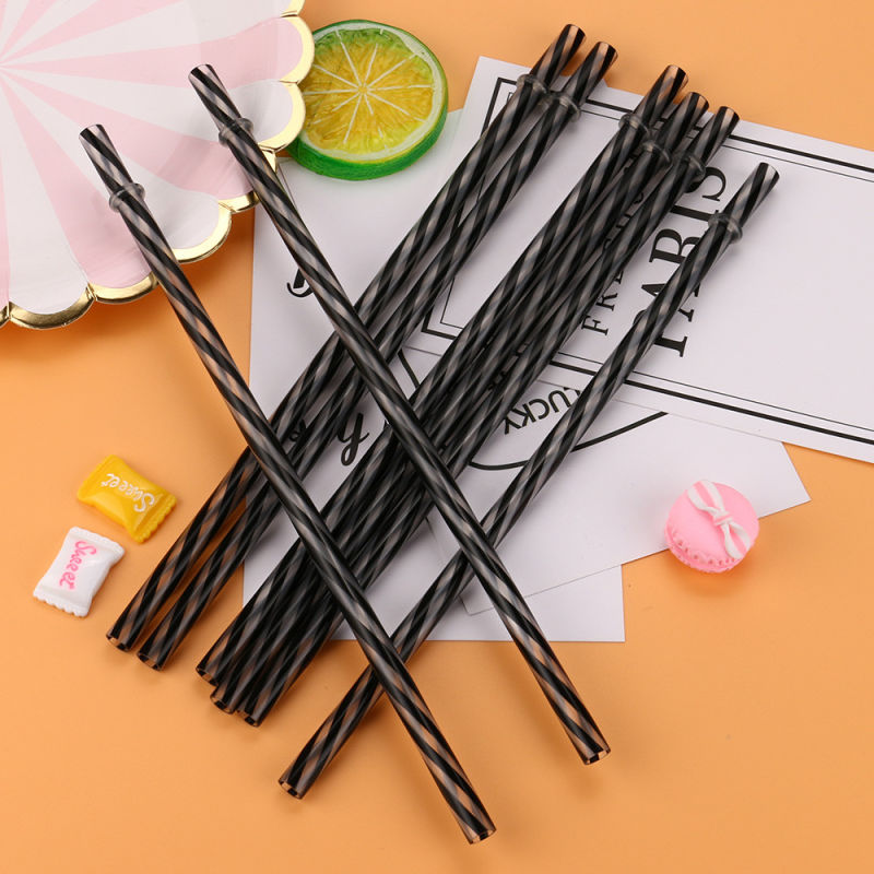 Reusable Biodegradable Drinking Straws Distored Color Plastic Stripe Drinking Straws