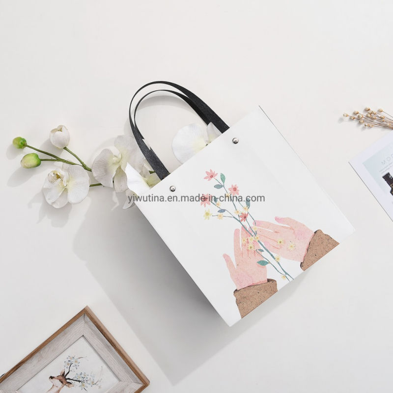Custom Strong Rivet Handle White Paper Bag Fancy Gift Bag with Printed
