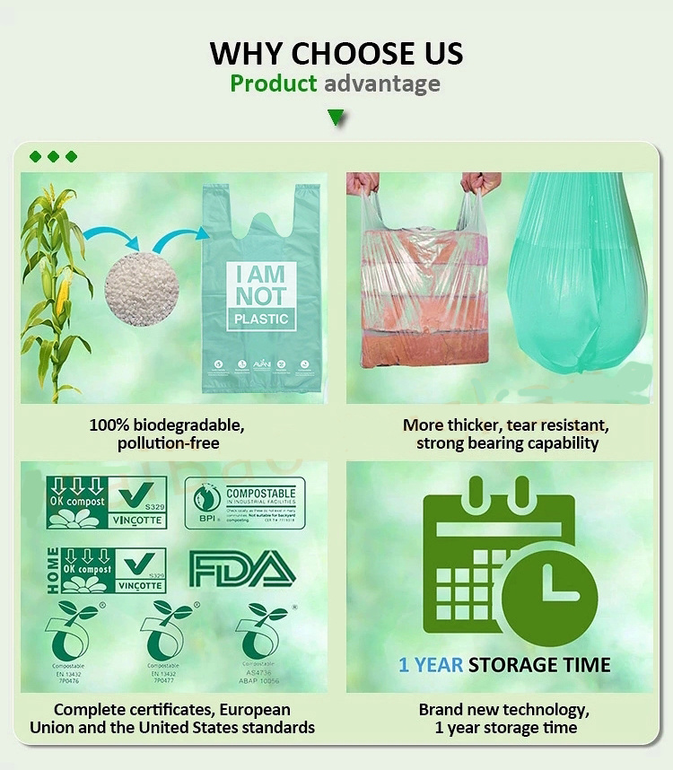 environment Protection 100% Degradable Custom Own Logo Large Shopping Plastic Bag