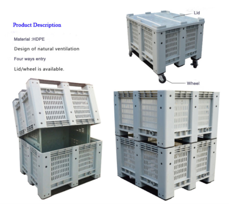 HDPE Food Vented Stacking Plastic Pallet Bin for Sale