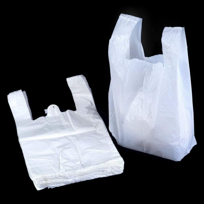 Resuable White Plastic Shopping Bag with Handles