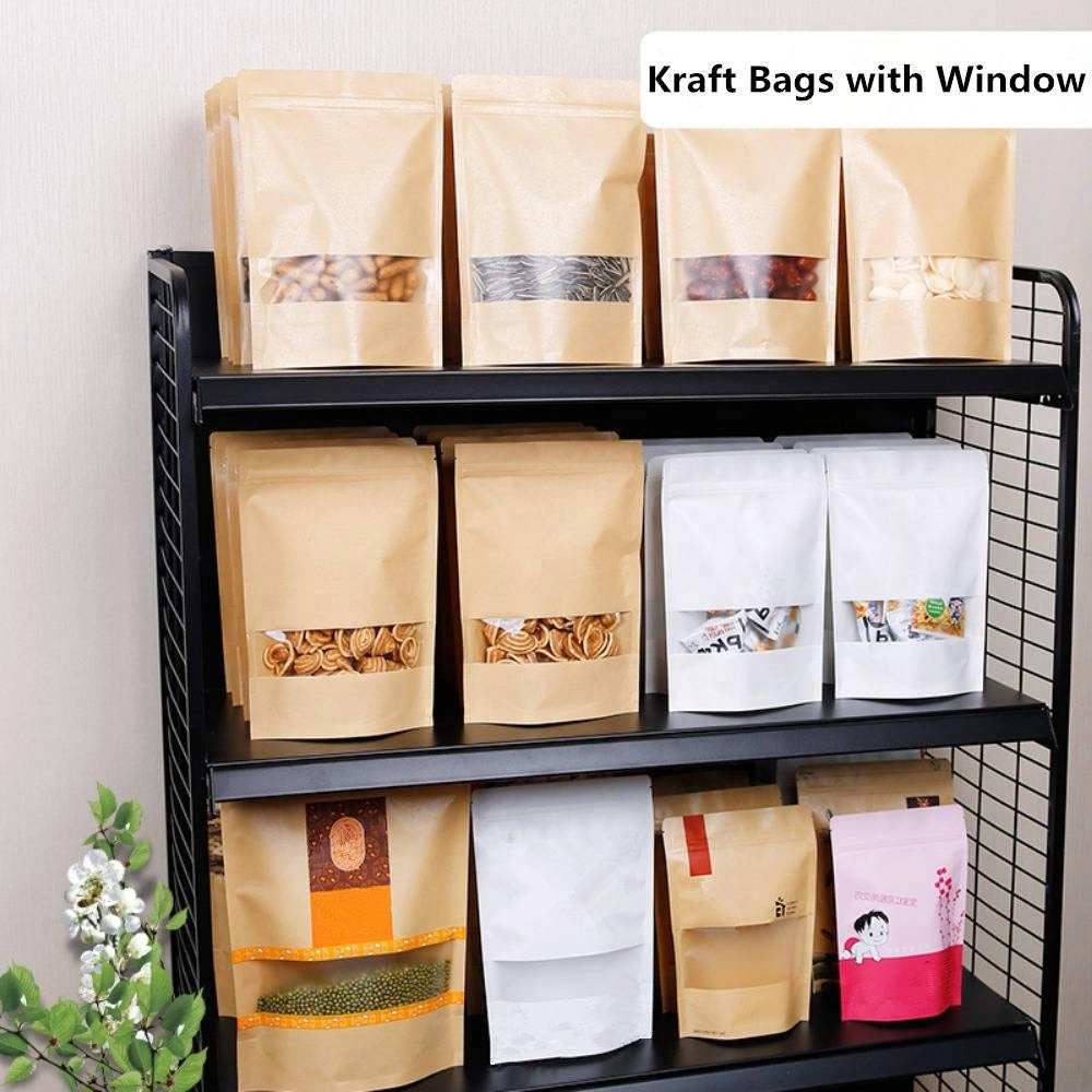 Stand up Pouch Tea Bag Brown Kraft Paper Bags / Standup Kraft with Window