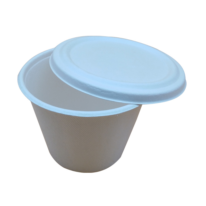 100% Biodegradable Sugarcane Bagasse Paper Cup with Lid