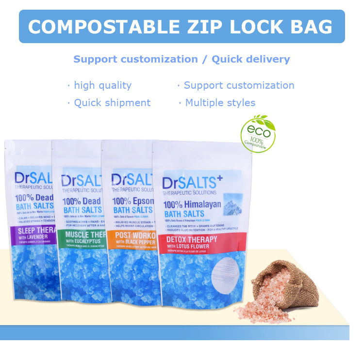 Custom Zipper Plastic Dead Sea Salt Packaging Bag