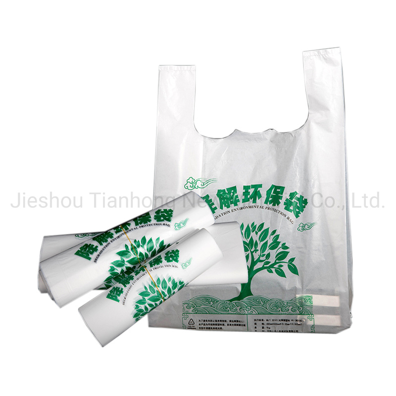 Biodegradable Carry-out Plastic Bag Disposable Compostable White Plain T-Shirt Bag