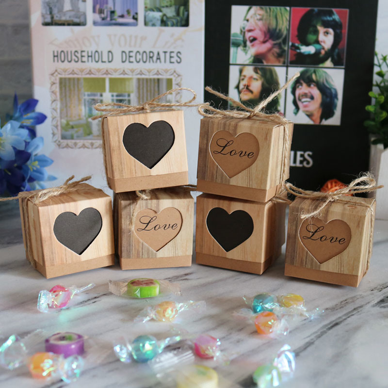 Vintage Kraft Paper Box Packaging Wedding Gift Box for Guests