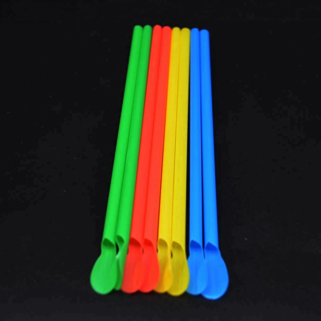 100% Biodegradable PLA Spoon Straws Compostable Straws