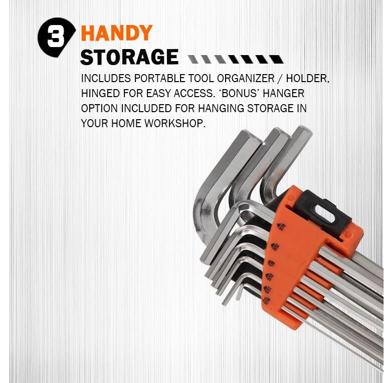 9PCS Ball End Security Hex Key Spanner Allen Wrench Set