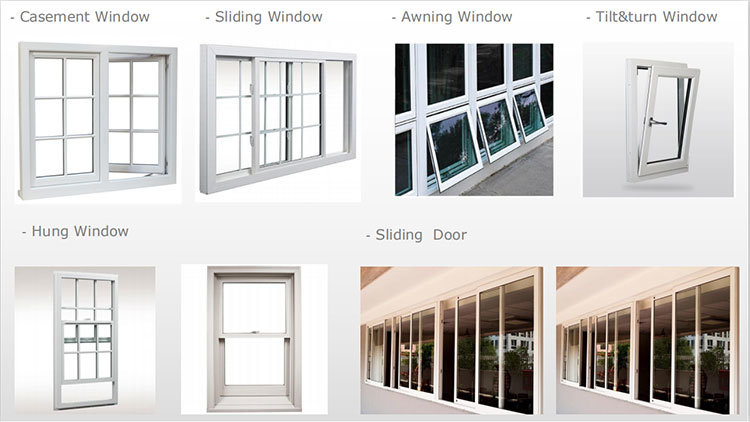 Conch Profile UPVC/PVC Plastic Casement Window with Frosted/Obscured Glass